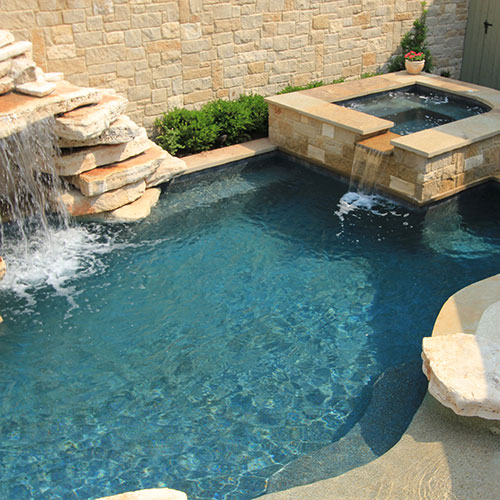 Small Inground Pool with Spa & Waterfall
