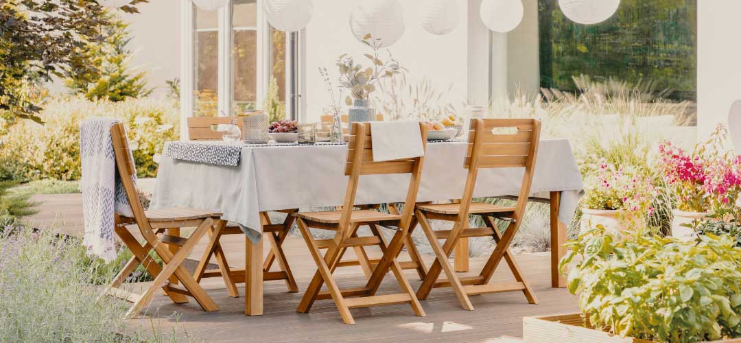 Outdoor Dining Table with Wooden Chairs | Boho Backyard Features