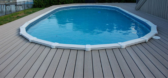 Gray Composite Decking, Backyard Pool