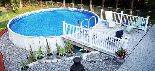Above Ground Pool Deck Landscaping, Concrete Above Ground Pool Deck