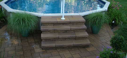 Pool Decking Above Ground, Above Ground Pool Stairs With No Deck