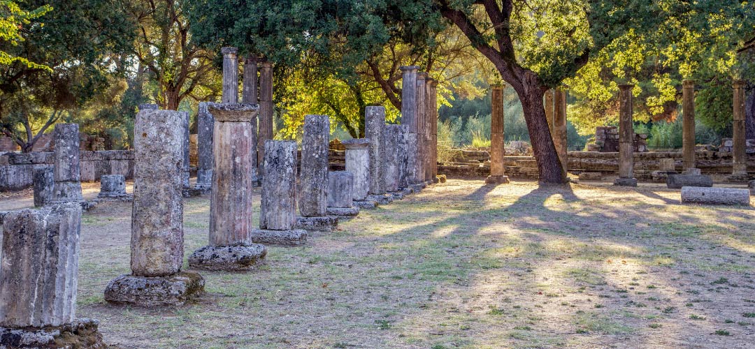 Greece, Olympia, Ancient Palaestra Ruins | First Recreational Pools
