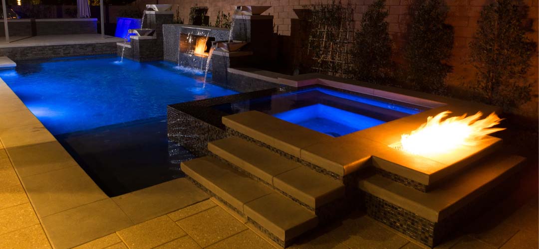 small poolside fire pit