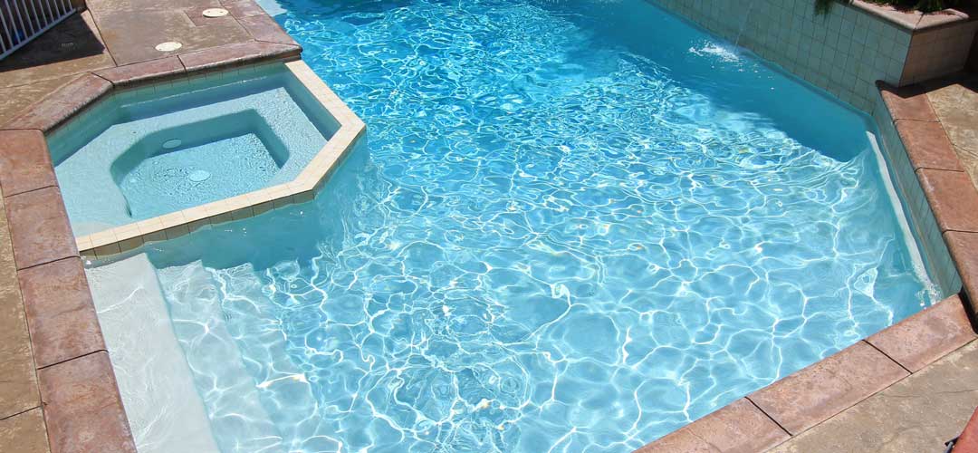Light Blue Water Inground Pool with Spa, Outdoor Pools