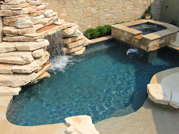 Small Pool with Raised Spa & Waterfall