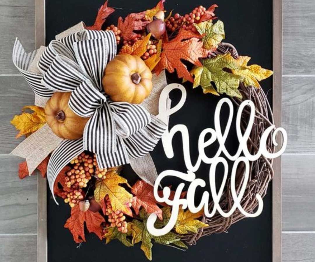 Hello Fall, Welcome Autumn Wreath