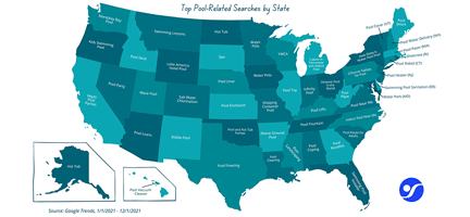Top Pool Related Searches by State, Google Trends