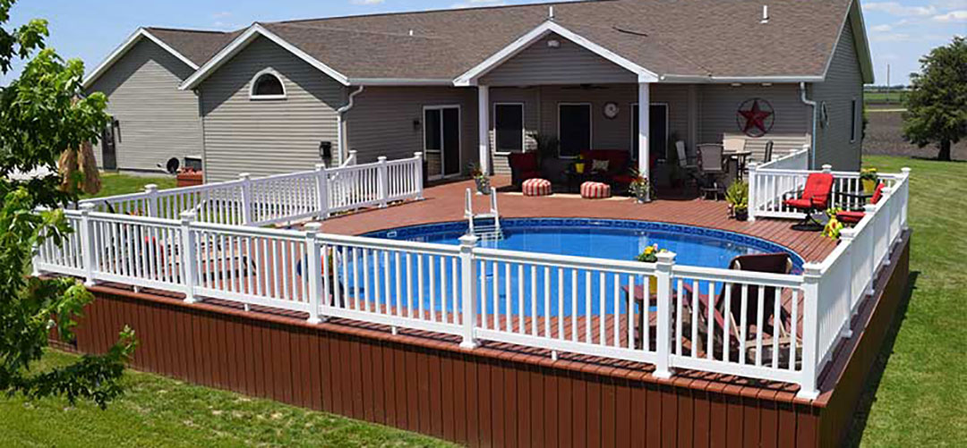 Optimum Swimming Pool Installation, Semi Inground Pool With Deck Images