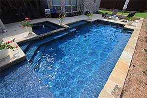 Gunite Geometric Shape Swimming Pool with Dark Blue Water Color