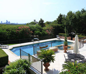 Classic - Grecian Shaped Pool with Fence and Landscaping