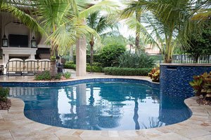 Deep Blue Sea - Freeform Pool with Palm Trees