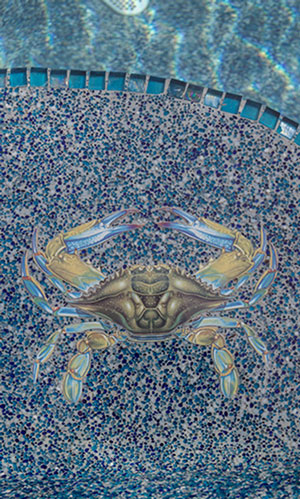 Deep Blue Sea - Crab Mosaic in Pool Finsih