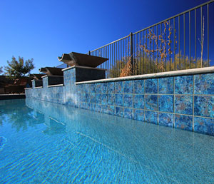 Deep Blue Sea - Blue Tile wall with Water Bowls