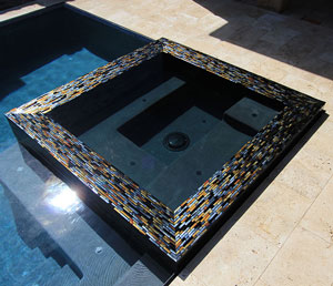 Modern - Dark Colored Raised Spa with Copper Toned Tiles