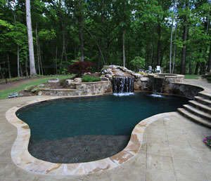 Natural - Freeform Pool with Stone Waterfall