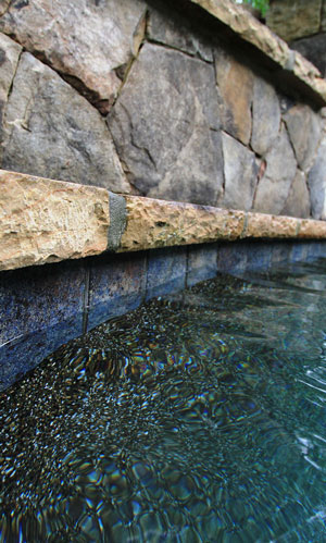 Natural - Stone Wall with Blue Tile