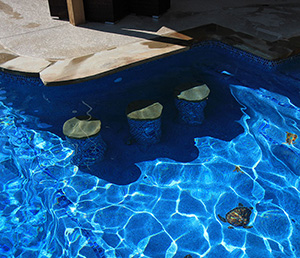 Sand Castle – Pool Seats, Tile Outlined, Ocean Animal Mosaics