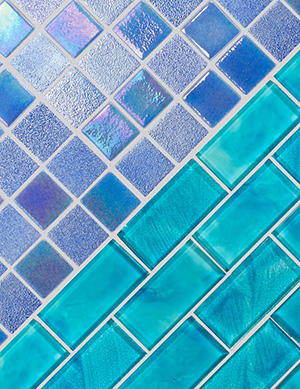 NPT’s Opal Sky Blue and Artistry Mosaic Subway Glass Aqua