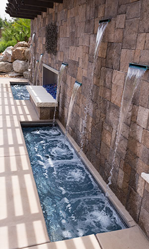 World – Stone Wall with Thin Fountain Line for Water Scuppers