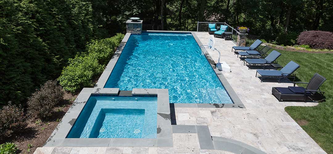Outdoor Rectangle Shape Swimming Pool & Spa | Algaecide Free Pool