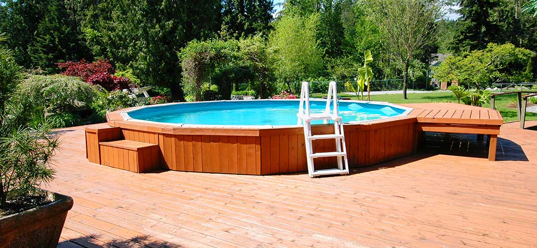 Wooden Deck with Above Ground Pool